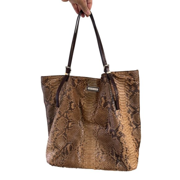 Michael Kors Genuine Soft Snake Skin Leather Women's Brown Shoulder Bag - Picture 1 of 11